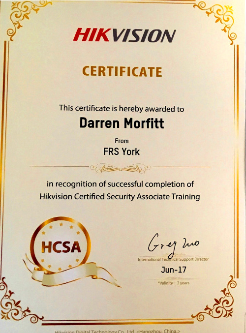 Darren's latest certificate